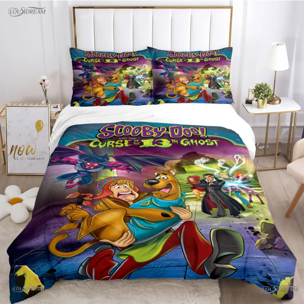 Cartoon Dog Doo Kawaii Duvet Cover Comforter Bedding set Soft Quilt Cover and Pillowcases for Teens 12 - Scooby Doo Merch