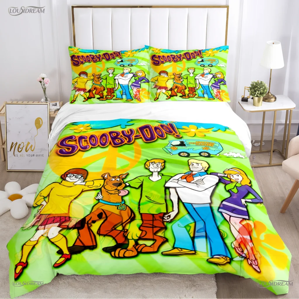 Cartoon Dog Doo Kawaii Duvet Cover Comforter Bedding set Soft Quilt Cover and Pillowcases for Teens 14 - Scooby Doo Merch