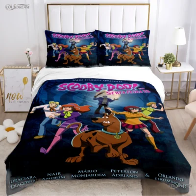 Cartoon Dog Doo Kawaii Duvet Cover Comforter Bedding set Soft Quilt Cover and Pillowcases for Teens 18 - Scooby Doo Merch