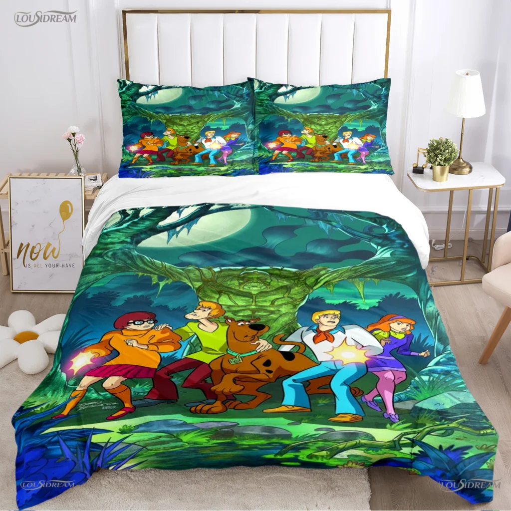 Cartoon Dog Doo Kawaii Duvet Cover Comforter Bedding set Soft Quilt Cover and Pillowcases for Teens 19 - Scooby Doo Merch