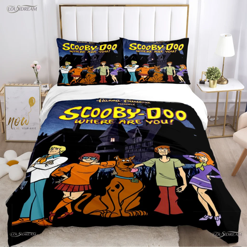 Cartoon Dog Doo Kawaii Duvet Cover Comforter Bedding set Soft Quilt Cover and Pillowcases for Teens 2 - Scooby Doo Merch