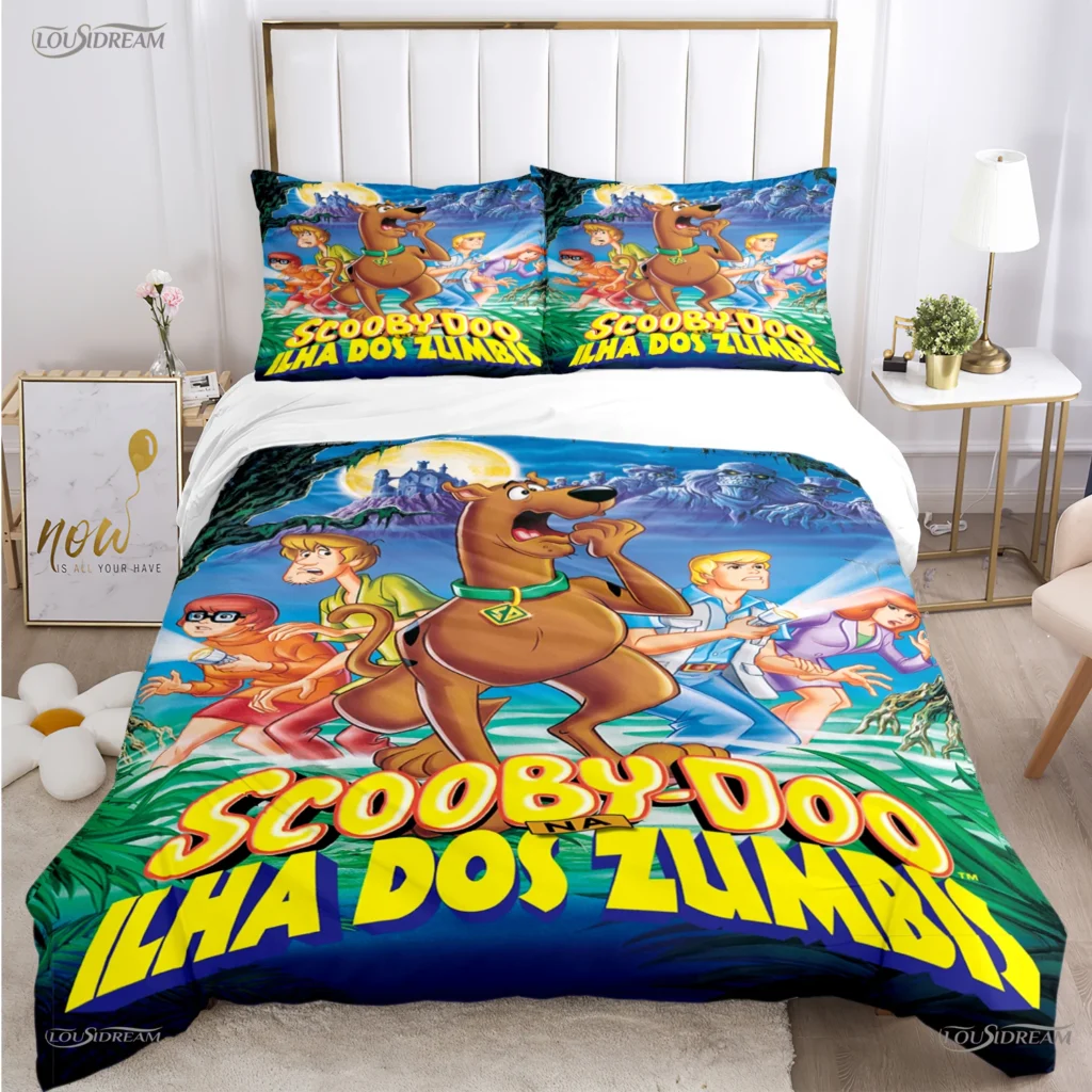 Cartoon Dog Doo Kawaii Duvet Cover Comforter Bedding set Soft Quilt Cover and Pillowcases for Teens 21 - Scooby Doo Merch