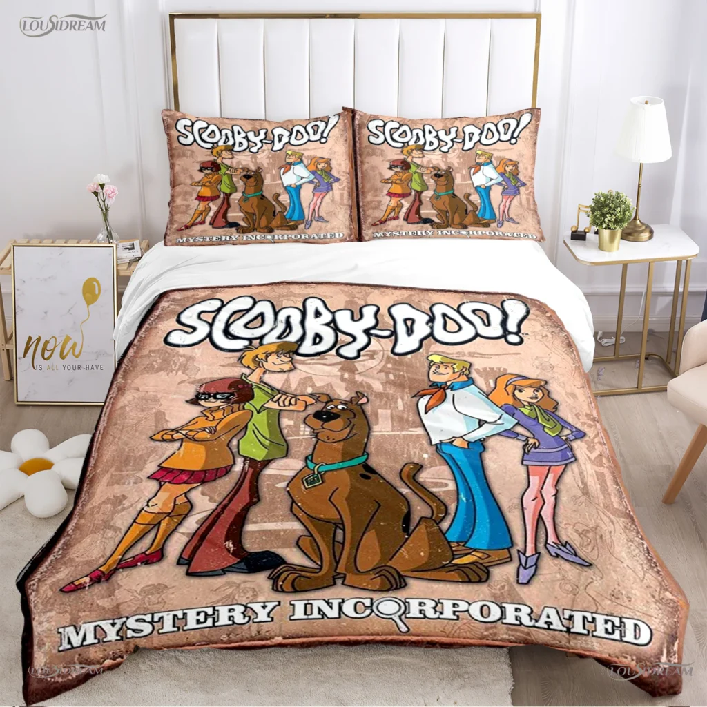 Cartoon Dog Doo Kawaii Duvet Cover Comforter Bedding set Soft Quilt Cover and Pillowcases for Teens 4 - Scooby Doo Merch