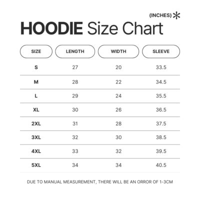 Hoodie Size Chart - Scooby Doo Merch