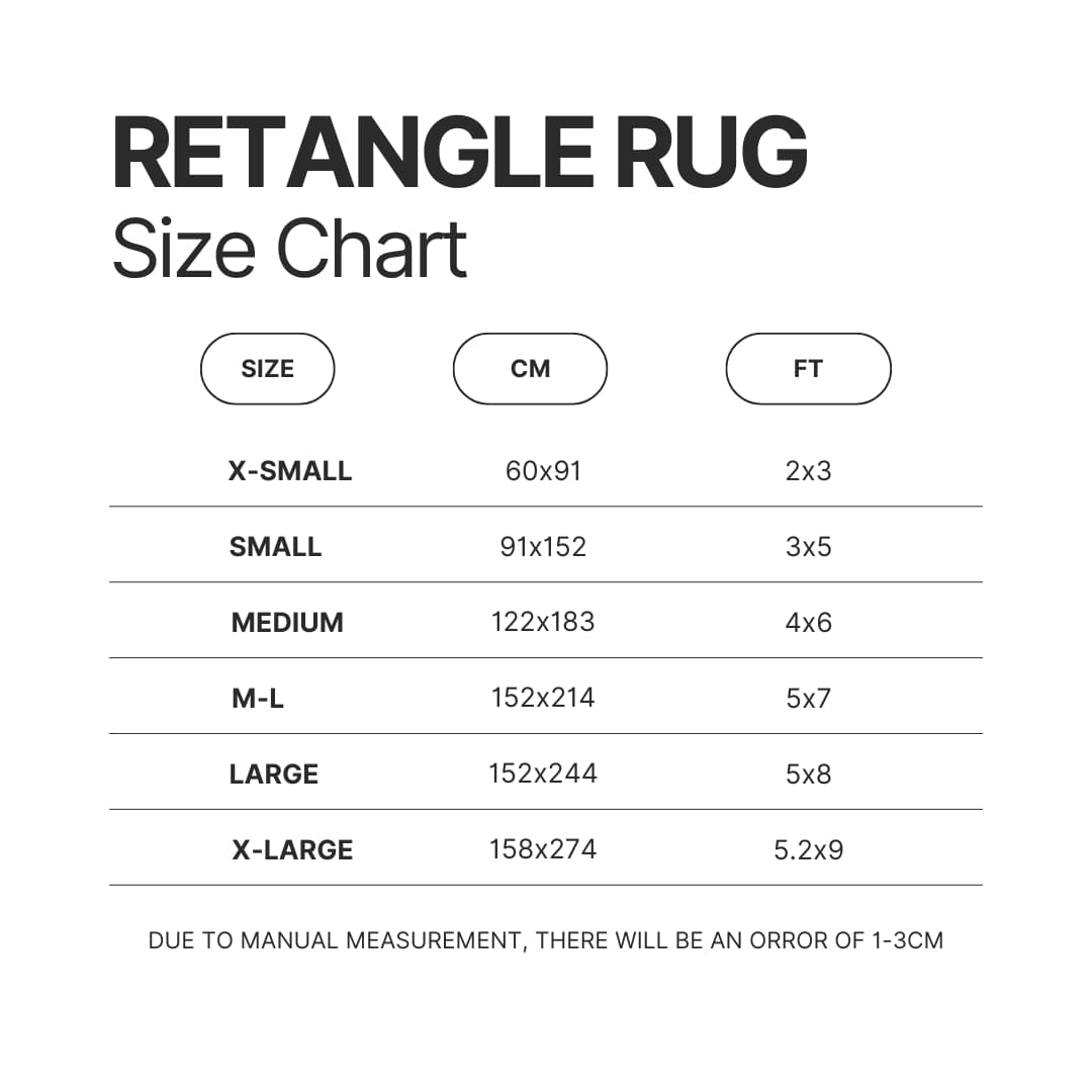 Retangle Rug Size Chart - Scooby Doo Merch