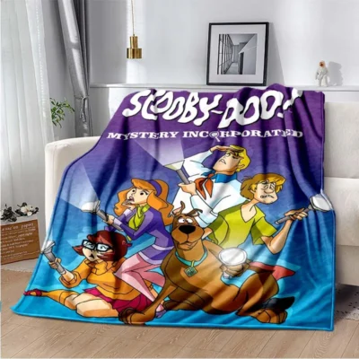 SScoobyy Four Seasons Blanket Sofa Cover Travel Bed Plush Blanket Lightweight Flannel Blanket Blankets for Beds 24 - Scooby Doo Merch