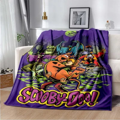 SScoobyy Four Seasons Blanket Sofa Cover Travel Bed Plush Blanket Lightweight Flannel Blanket Blankets for Beds 26 - Scooby Doo Merch