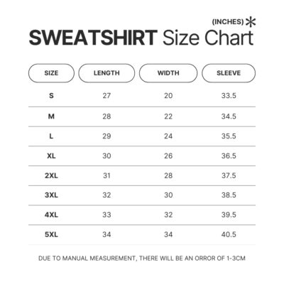 Sweatshirt Size Chart - Scooby Doo Merch