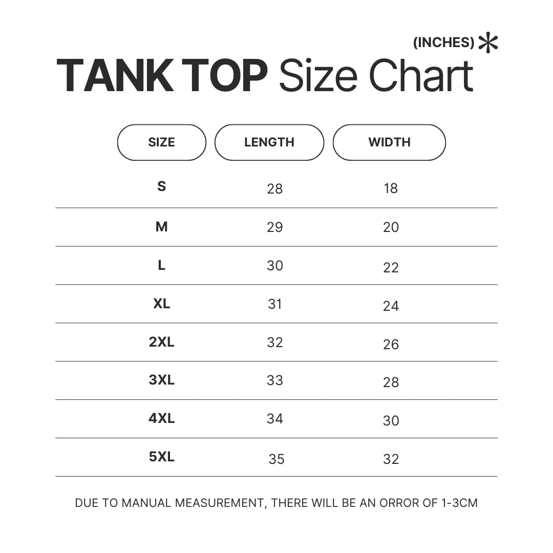 Tank Top Size Chart - Scooby Doo Merch