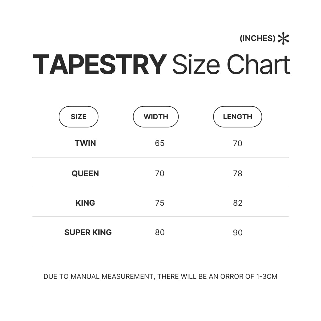 Tapestry Size Chart - Scooby Doo Merch