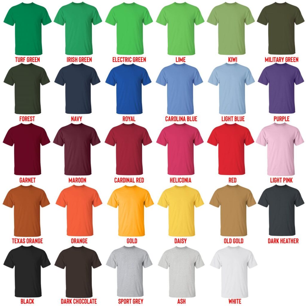 t shirt color chart - Scooby Doo Merch