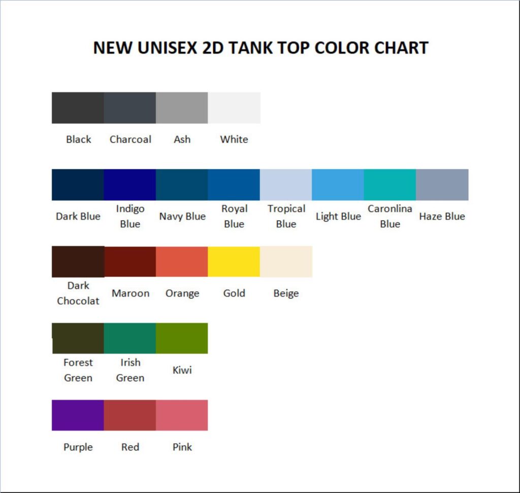 tank top color chart - Scooby Doo Merch